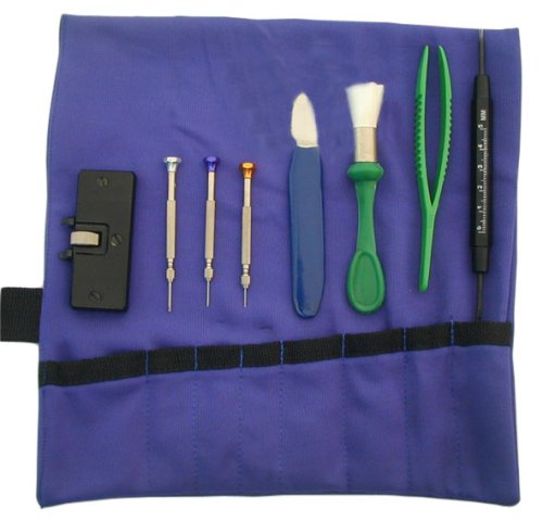 Berger & Schroeter Uhrenwerkzeugset, 8 verschiedene Werkzeuge, Rolltasche