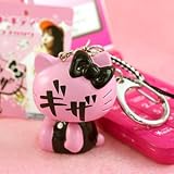ハローキティ×ショウコ ナカガワ しょこたんコラボキティ 2009バージョン 2WAYマスコットストラップ ピンク×ブラック「ギザ」