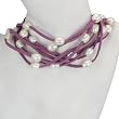 Purple Double Strand Suede Lariat Necklace with Floating White 9-10mm Cultured Pearls - in Various Colors