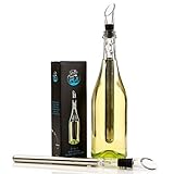 Wine Chiller 3-in-1 Stainless Steel Wine Chilling Rod Stick, Aerator & Pourer Spout with Wine Accessories Gift Box by Stone Cold Chill + Just Chill eBook, Best Iceless Wine Chiller Bottle Cooler