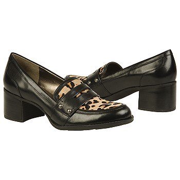 Naturalizer Women's Ciren Penny Loafer,Black Leather/Cheetah Print,8.5 M US