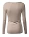 Doublju Womens Long Sleeve Round Neck Cut Out Bust Round Neck Thermal T Shirts