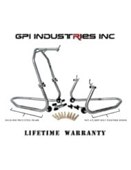Universal Suzuki GSXR 600 750 1000 Hayabusa Honda CBR 600rr 1000rr Yamaha R1 R6 Kawasaki ZX6R ZX10R ZX14 Front Headlift and Rear Paddock Race Stand Lifts with Head Lift Triple Tree Adapter by GPI Industries