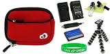 5n1 Neoprene Sleeve (Spicy Red) Case / NP-BD1 / NP-FD1 960mAh Li-Ion Battery / AC DC Charger / Tripod / LCD Cleaning Kit for Sony Cyber-shot DSC-T90 Digital Camera Black