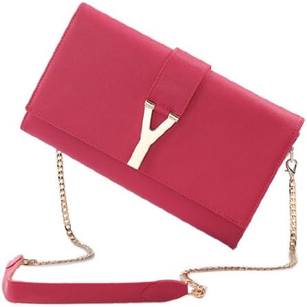 Bagroo 100% Genuine Leather Mini Evening Handbags with Chain Strap Mini Purse (Peach)