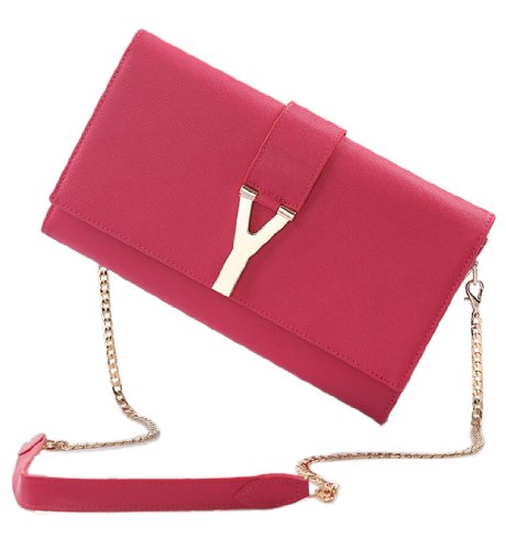 Bagroo 100% Genuine Leather Mini Evening Handbags with Chain Strap Mini Purse (Peach)