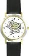 Stylized Frog Animal - WATCHBUDDY&reg; DELUXE TWO-TONE THEME WATCH - Arabic Numbers - Black Leather Strap-Size-Large ( Men's Size or Jumbo Women's Size )