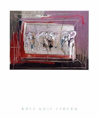 Circus Elefanten - Artist: Rolf Knie - Art Print Poster - With a Black Wood Frame - Image Size: 0.00 by 0.00 inches Art Print Poster - With a Black Wood Frame