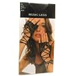 Music Legs Fishnet Lace-up Wrist Warmers - Black