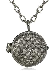 Dyanne Belle "Candy Locket Collection" Diamond Sparkle Blackened Silver with Pave Grey Diamonds Locket Pendant Necklace
