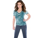 Touch by Alyssa Milano Miami Dolphins Womens Fade Route Low V-Neck T-Shirt XX Large