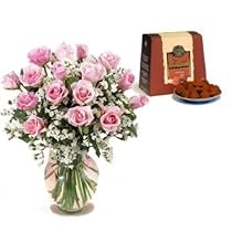 Elegant Pink Roses with Free Box of French Chocolate Truffles