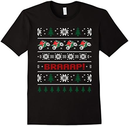 Men's Braaap Motorcycle Ugly Christmas Sweater Xmas TShirt XL Black