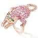 14K Rose Gold Pink Sapphire & Green Garnet Stretched Cat Ring