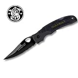 Smith and Wesson Folding Knife Serrated Cuttin Horse Black