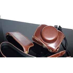 2 Parts Hard Leather Case with Tripod fixing for Panasonic Lumix GF1 GF-1 Camera with 20mm lens (Brown)