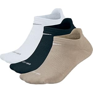 Nike Men's Dri-Fit Performance Tab Golf Socks (3-Pair), White/Black/Khaki, Shoe Size 6.5-12