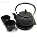 Japanese Cast Iron tea pot tea set/ Pine Black