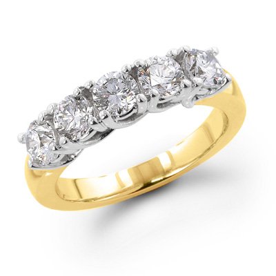 14K Yellow Gold 1.00 ctw. Five - Stone Diamond Wedding / Anniversary Band (G-H;SI1-2)