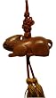 Asian fu dog charm tassel - hand carved wood