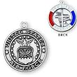 Sterling Silver God Bless America United States Air Force Medal and 24-inch Chain