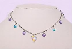 Necklace - N257 - Swarovski (tm) Crystal Heart with Dangles ~ Violet (Purple)