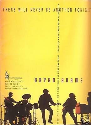 Sheet Music 1991 Bryan Adams There Will be Another Tonight 110