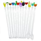 kilofly Party Swizzle Sticks Assorted Value Pack [Set of 10 + 2 Spoon Swizzle Sticks], 8.8 inch, Summer Cocktail