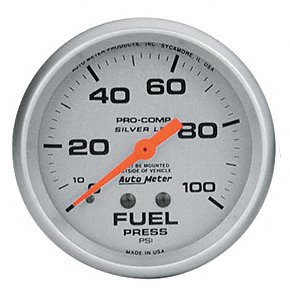 Auto Meter 4612 Silver Liquid Filled Mechanical Fuel Pressure