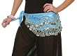 Turquoise Velvet Rectangular Hip Scarf with Silver Coins