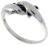 Sterling Silver Double Dolphin Polished Ring