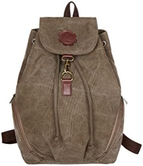 Vere Gloria Women String Bucket Canvas Backpack Casual Double Shoulder Hiking Daypack (Coffee)