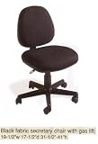BLACK FABRIC SECRETARY CHAIR W. GAS LIFT.