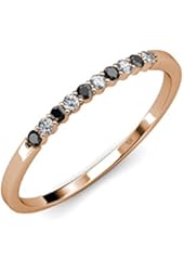 Black and White Diamond (SI2-I1, G-H) 10 Stone Wedding Band 0.25 ct tw in 14K Gold