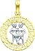 14K Two Tone Gold Gemini Charm Zodiac Twins Pendant