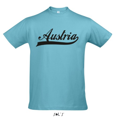 T-Shirt – Austria Oldschool Österreich LÄNDERSHIRT EM / WM FAN Trikot S-XXL , Atoll blue – schwarz , XL