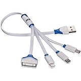 Vastar&reg; Premium Quality 4 in 1 Multiple USB Charging Cable Adapter Connector with 8 Pin Lighting / 30 Pin / Micro USB / Mini USB Ports for iPhone 6s, 6s Plus, iPhone 6, 6 Plus, 5 / 5S / 5C, 4S 4, iPad 4 3 2, iPad Air, iPad Mini, iPod touch 5th Gen, iPod Nano 7th Gen, Galaxy S2, S3, S4, and More