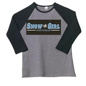 SnowGirl Black 3 4 Shirt - Polaris Blue Snowmobile SnowFlake Snowboarding Shirt by SnowGirl Sportswear