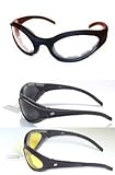 Image of 3 Pair Motorcycle Riding Glasses Smoke Clear Yellow foam padding on the entire inside of the glasses to fit snug to your face and protect against wind and dust. Also has comfortable rubber ear pads! Each pair comes with a soft micro-fiber bag to store them in