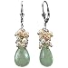 Serenity Prehnite Cultured Pearl Cluster Teardrop Platinum Overlay CAREFREE Sterling Silver Earrings