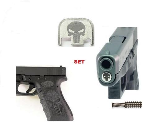 SKULL ENGRAVED GUIDE ROD ASSEMBLY, SLIDE COVER & GRIP FOR GLOCK 26 27 33 39