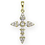14K Yellow Gold 1 ct. Diamond Cross Pendant with Chain