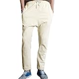 Allegra K Men Elastic Waist Slant Pocket Trousers Harem Pants Beige W32