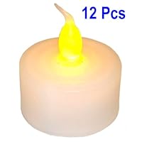 Flameless LED Tea Light Candles Yellow Light - Set of 12, Just Artifacts Brand