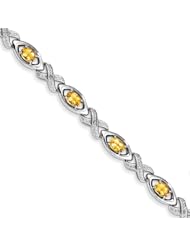 Sterling Silver Diamond & Citrine Bracelet
