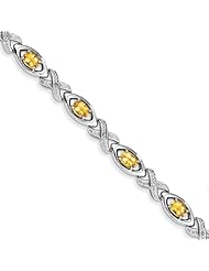 Sterling Silver Diamond & Citrine Bracelet, Best Quality Free Gift Box Satisfaction Guaranteed