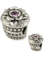 Genuine Ohm Beads (TM) Product. 925 Sterling Silver Sweet 16 Cupcake European Bead Charm. 100% Satisfaction Guaranteed.