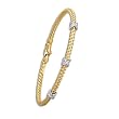 14K Yellow Gold Diamond Accent Basket-Weave Bangle Bracelet - 7.25 inches