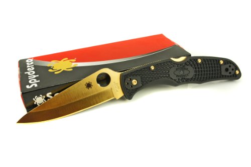 Spyderco Delica 4 Pocket Knife, Plain Edge, 24k Gold Finish