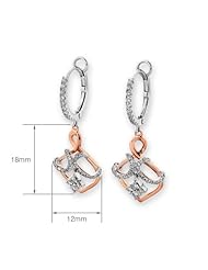 (X1000Diamond) 18K/750 Rose & White Gold Clover Cluster Diamond Dangling Earring (0.45 cttw, G-H Color, VS2-SI1 Clarity)